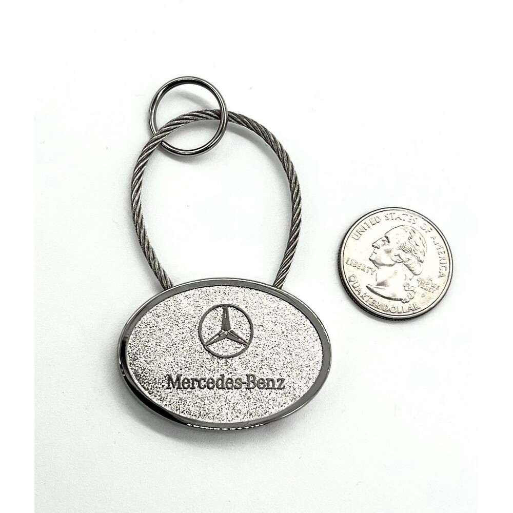 OEM Rare Silver Mercedes Benz Cable Keychain Fob Genuine #6688 - Picture 2 of 3